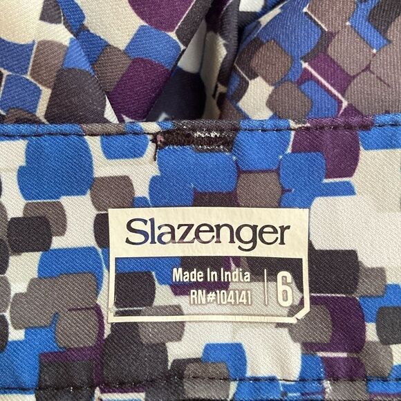 Slazenger Blue & Black Geometric Print Mini Golf Skirt with Shorts Size 6 - Picture 5 of 6